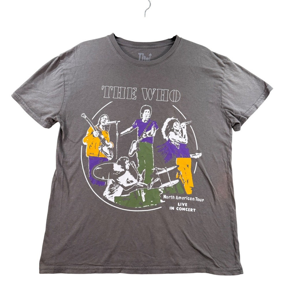 The Who North American Tour Live In Concert Graphic Tee Cotton XL Gray Rock Band